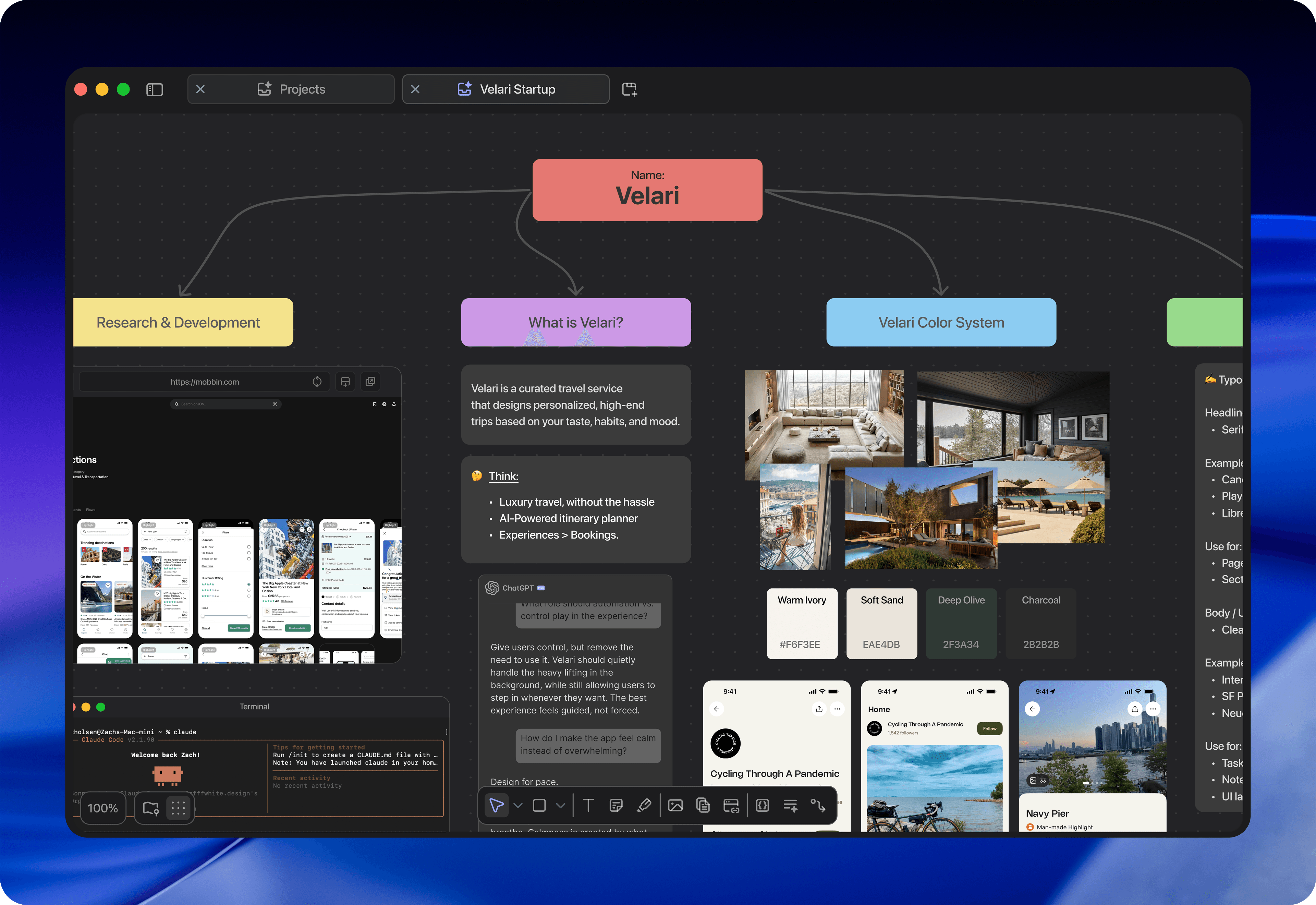 Atlas — Infinite canvas app showing projects and canvases